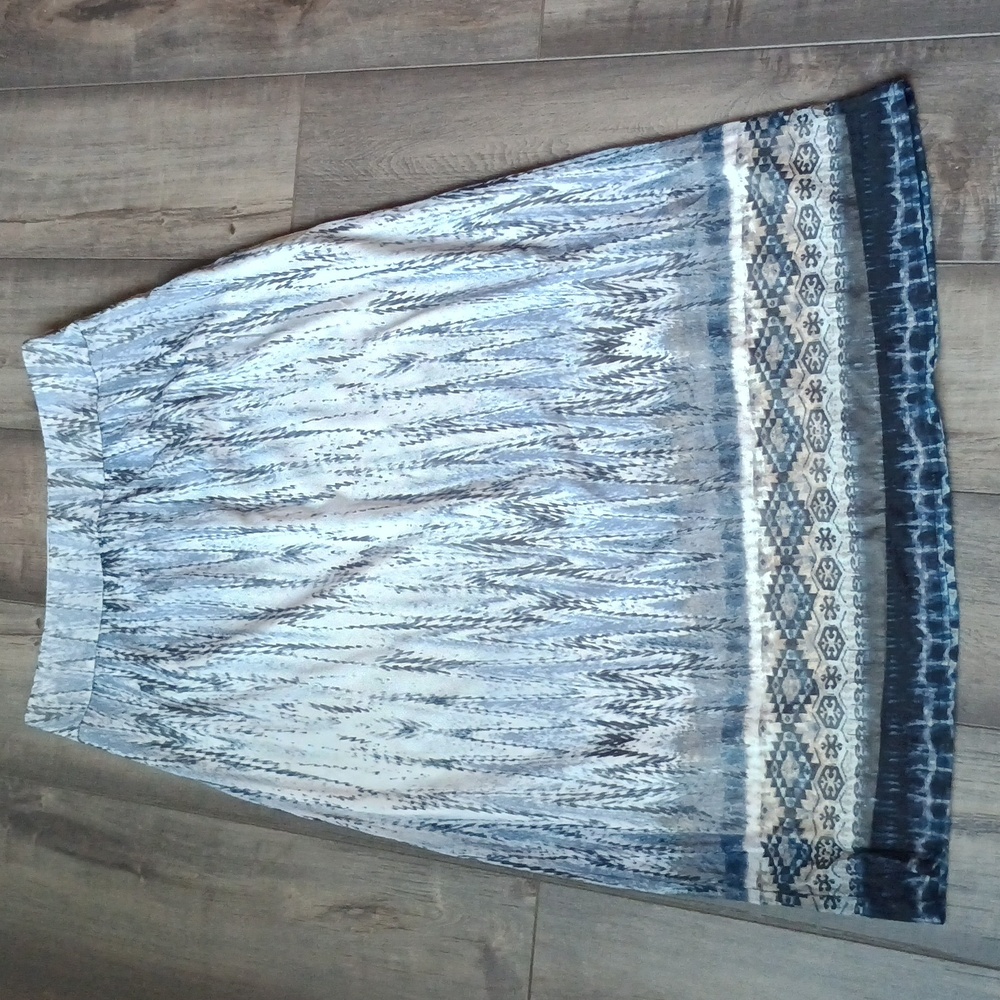 Chicos Feathered Tribal Melissa Maxi Skirt Size O.5 (M)